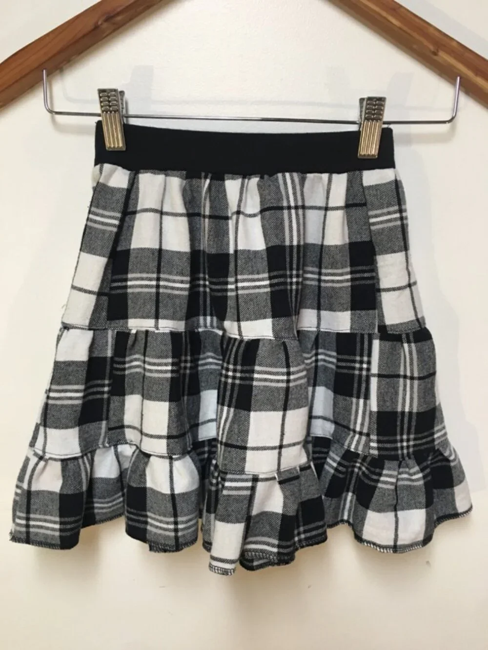 Skirt Flannel Girls 2/3 Midi Black Plaid Ruffle Tiered Cotton Mom and Pop's Kids